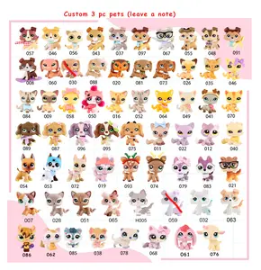 3 PC Custom (leave a note) Miniature Bobble Head Cat and Dog Figurine Toy Compatible with LPS Collection Adorable Pet Figures Collectible Soft Animal