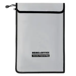 2-Pocket Fireproof Document Pouch (2000℉), 15in x 11in Waterproof Zippered Money Bag, Travel Organizer for Valuables, Legal Documents Storage, Pouch Pocket