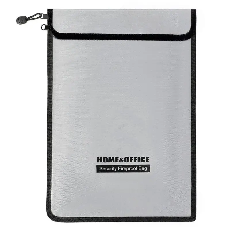 Fireproof Document Pouch (2000°F, 15in x 11in) - Waterproof Multicompartment Travel Organizer with 2 Zippered Pockets, Heat-Safe Travel File Holder for Valuables, Passports & Certificates