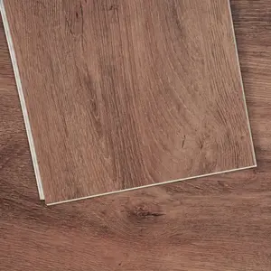 Interlocking Vinyl Floor Tiles, 10 Pcs (48x7.3 in, 5.5mm Thick) Snap-Together Deep Brown Wood Grain DIY-Friendly Flooring for Kitchen Floors, Home Decor