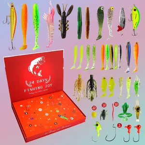 Christmas Countdown Calendar, 24 Different Fishing Lures, Fishing Lures Kit, Daily Surprise, Perfect Gift for Anglers, Holiday Fun & Excitement