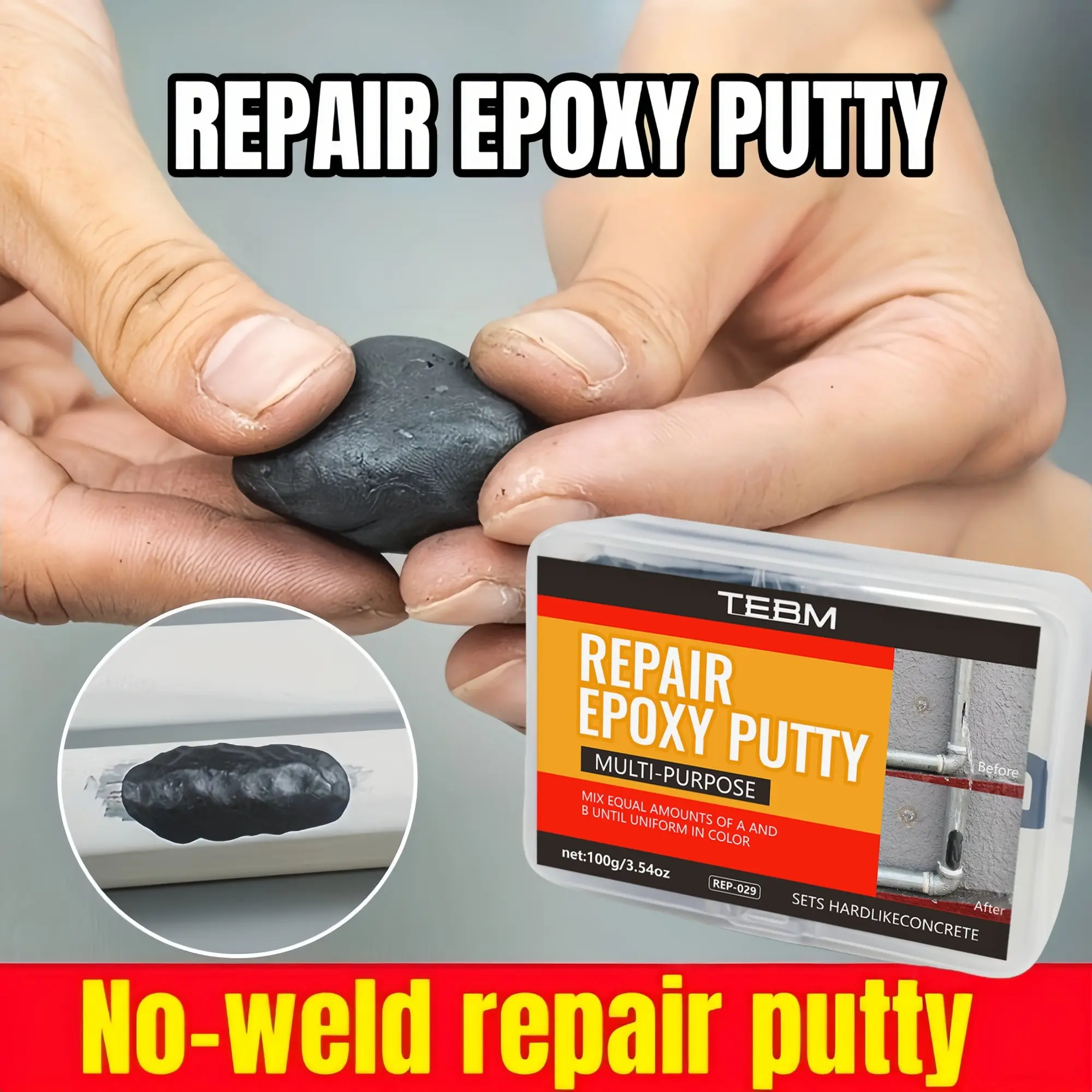 Multi-Functional Epoxy Putty, 100g Strong Epoxy Repair Mud, Fast Repair, Quick Repair for Metal Plastic Ceramic Concrete, High Temperature Waterproof Corrosion Resistant, Concrete Sealant Waterproof, Concrete Caulking Adhesive, Concrete Sealer