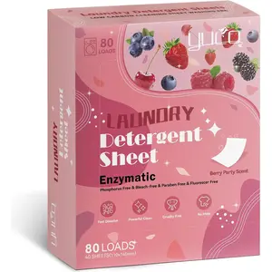 Laundry Detergent Sheets Berry Scent 80 Loads Eco Laundry Soap Washer Sheet, Liquidless Washing Detergent Sheets for Laundry for Travel, Plastic Free,