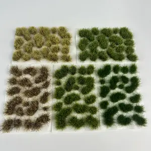 18 bundles/package of irregular plastic plant model materials, static grass model set, resin landscape imitation moss grass, suitable for train landscape model railway decorative artificial lawn shaping.