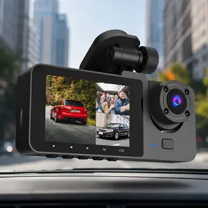 3 Channel Dash Cam, 1080P Dash Cam Front and Rear Inside, Three Way Dash Camera for Cars, Car Camera with 32GB Card, Loop Recording, Super Night Vision