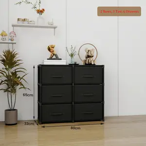2 Row 3 Tier 6 Drawers Organizers, Storage Basket, Storage Tower, Organizer Unit, Dresser, Fabric Dresser for Bedroom, Hallway, Entryway, Closets, Sturdy Frame, Easy Pull Handle