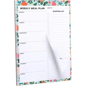 60 Sheet Magnetic Weekly Meal Planner for Fridge with Tear-off Shopping List for Meal Prep, 7x10'' Flower Design
