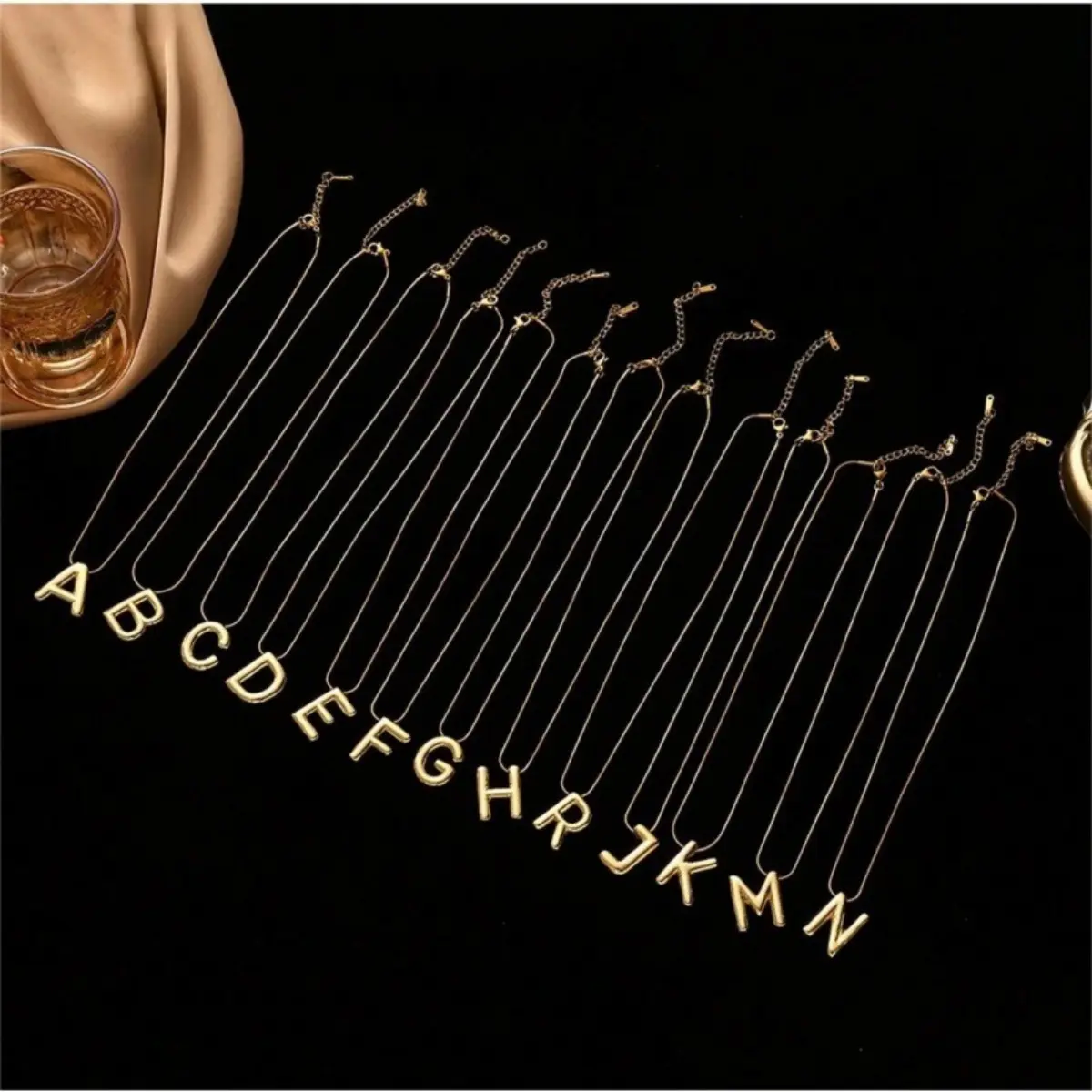 Chunky Bubble Initial Letter Necklace for Women Balloon Statement Dainty Alphabet Pendant 14K Gold Plated Puffy Name Personalized Jewelry