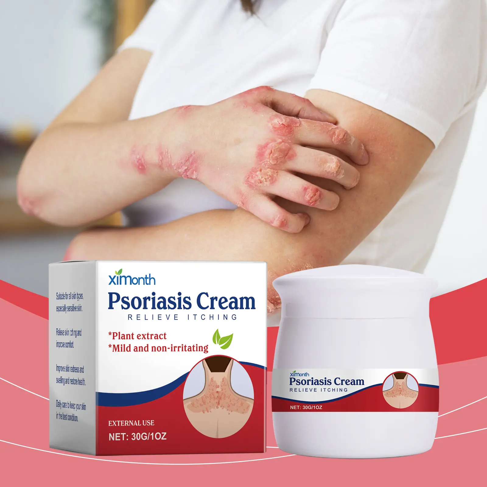 Ximonth Eczema Psoriasis Cream - Anti-Itch Body Lotion for Relieving Skin Itching, Treating Ringworm and Moisturizing Skin