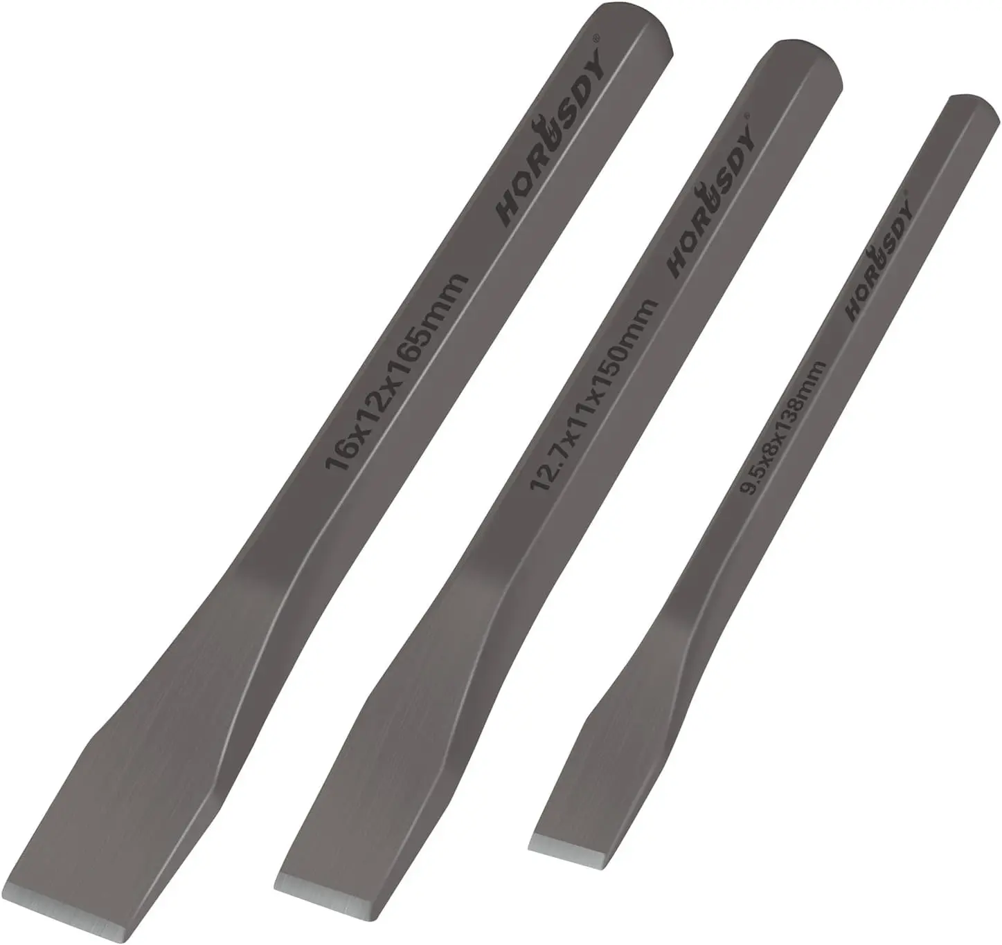 HORUSDY 3-Piece Heavy-Duty Cold Chisel Set, 3/8", 1/2", 5/8" Metal Chisels, Drop-Forged Cr-V Steel for Woodworking, Metalworking, Masonry & Carpentry Tool Wood Working Tools