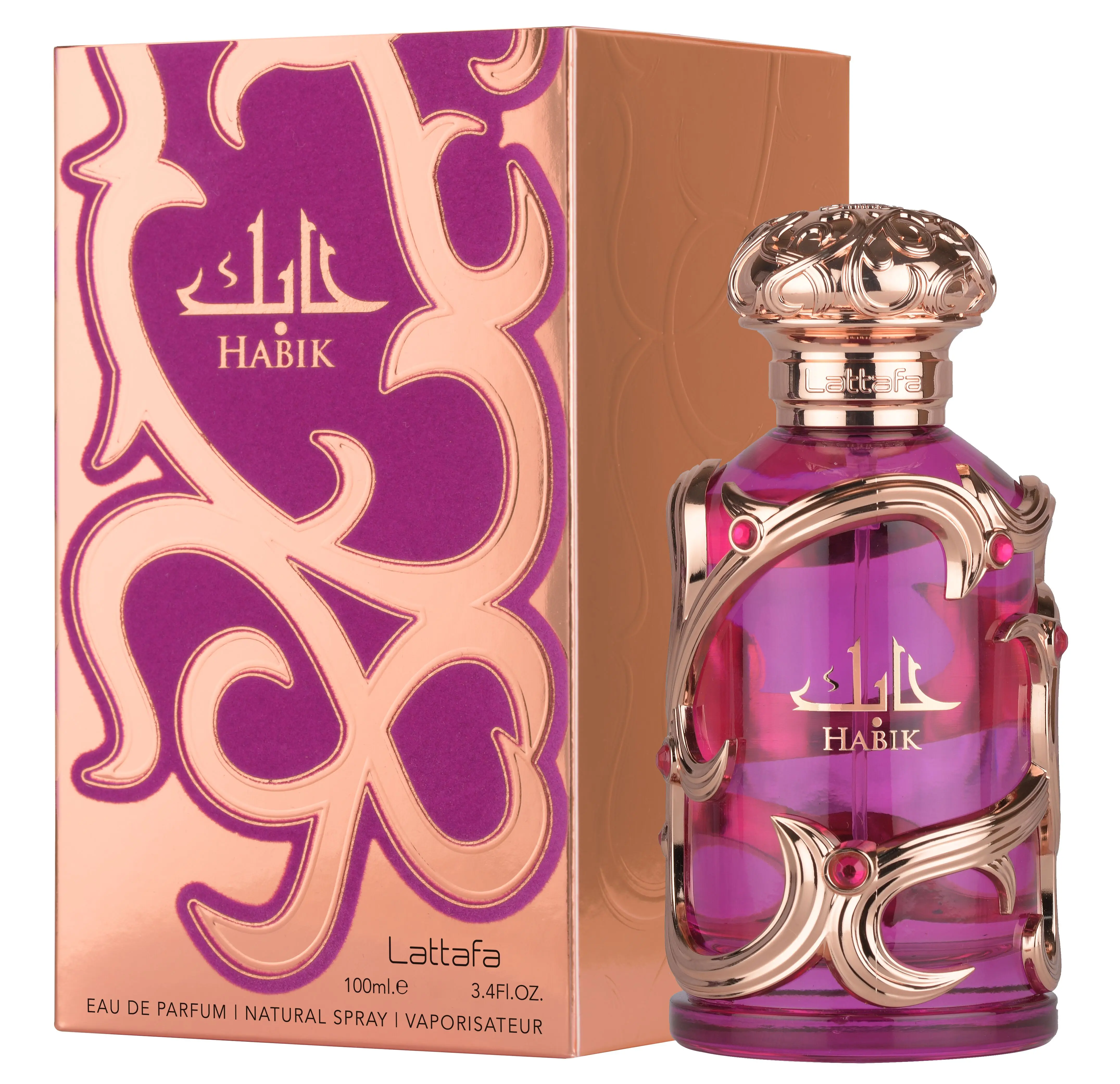 Lattafa Habik Eau de Parfum for Women - 3.4 fl oz 100ml | A Long Lasting Floral Elegance Perfume with Intricate Design