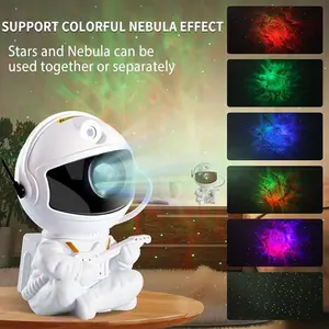 Projection night light, astronaut-shaped LED projector light, variable nebula effect, 360-degree rotation, starry sky projection light, ambient light, LED Atmosphere Lamp, gift.