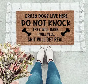 Crazy Dogs Live Here Doormat Funny Welcome Door Mat,  Area Mat Doormat for Entryway Living Dining Room Bedroom Kitchen Porch Yard
