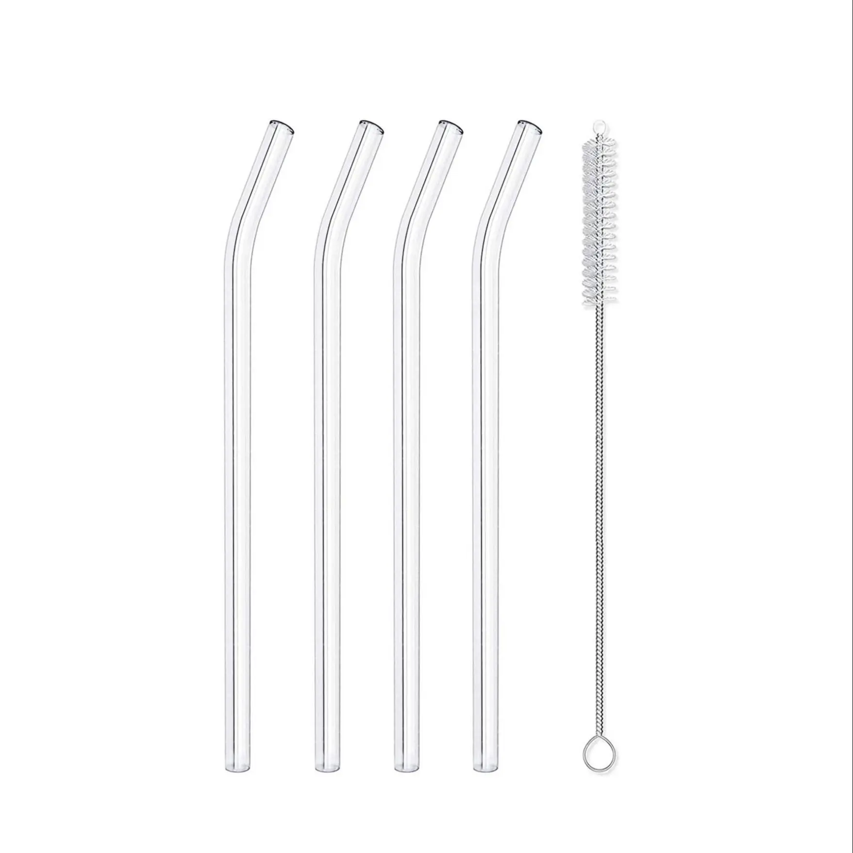 Clear Glass Straw with Cleaning Brush Set, Reusable Easy Clean Drinking Straw, Drinking Utensils for Home Party Gathering, Glass Straw Drinkware