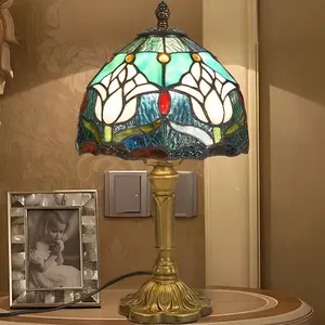 tiffany  lamp Stained Glass Table Lamp,Tiffany Style Table Lamp-8inch,Decor Vintage Handcrafted Design for Living Room Bedroom, Unique Gift for Home Decor Lovers (DLF)  shade