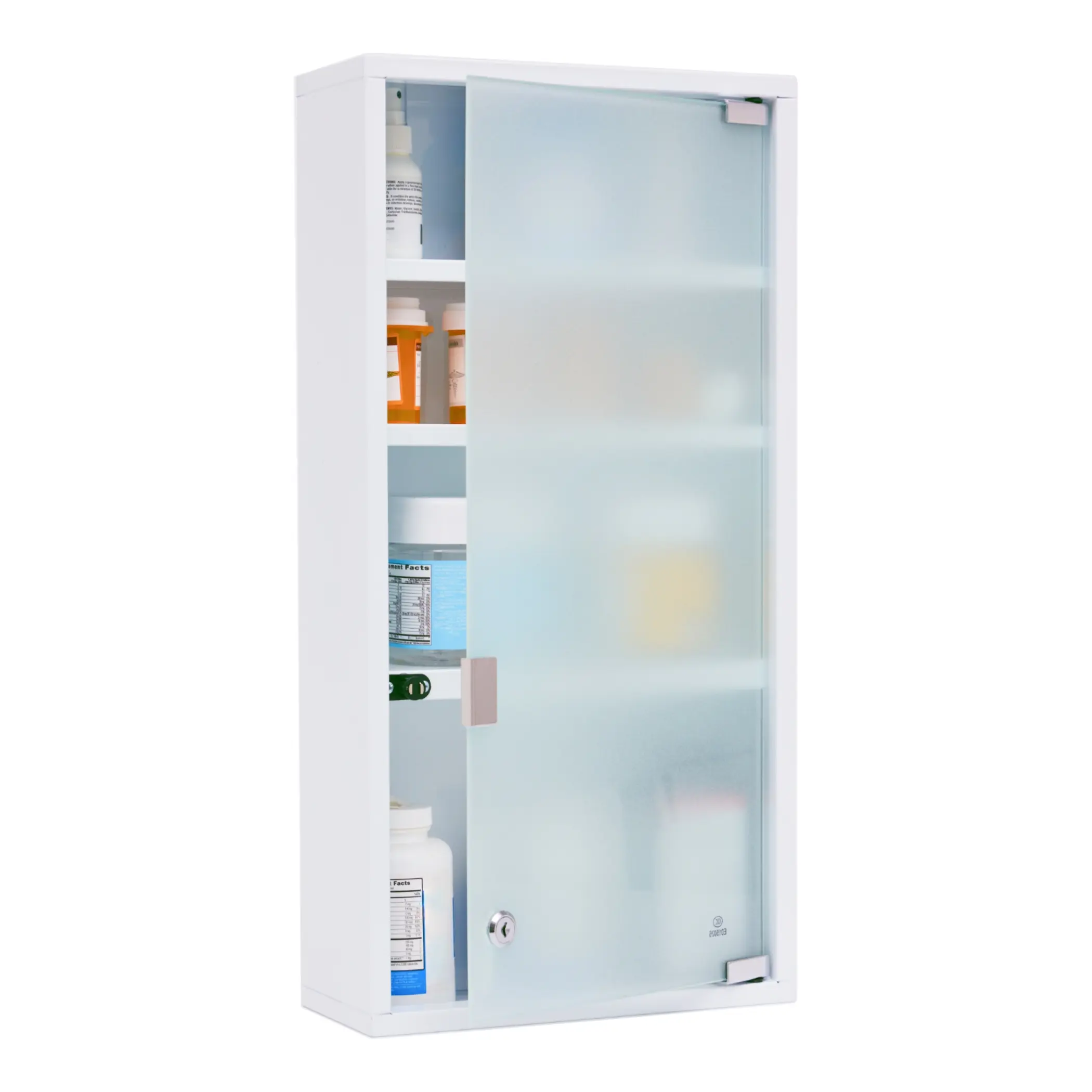 4-Shelf Lockable Medicine Cabinet with Varied Shelves