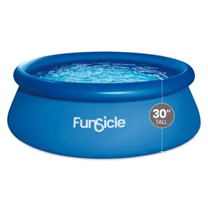 Funsicle 8' x 30" QuickSet Inflatable Ring Top Outdoor Above Ground Pool w/ Pump
