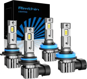 Rimthin 2011-2023 Honda Civic/Accord/CR-V/Odyssey/Pilot – 9005 High Beam + H11 Low Beam LED Headlight Bulbs, 6000K White, 800% Brighter, Plug & Play, 4-Pack