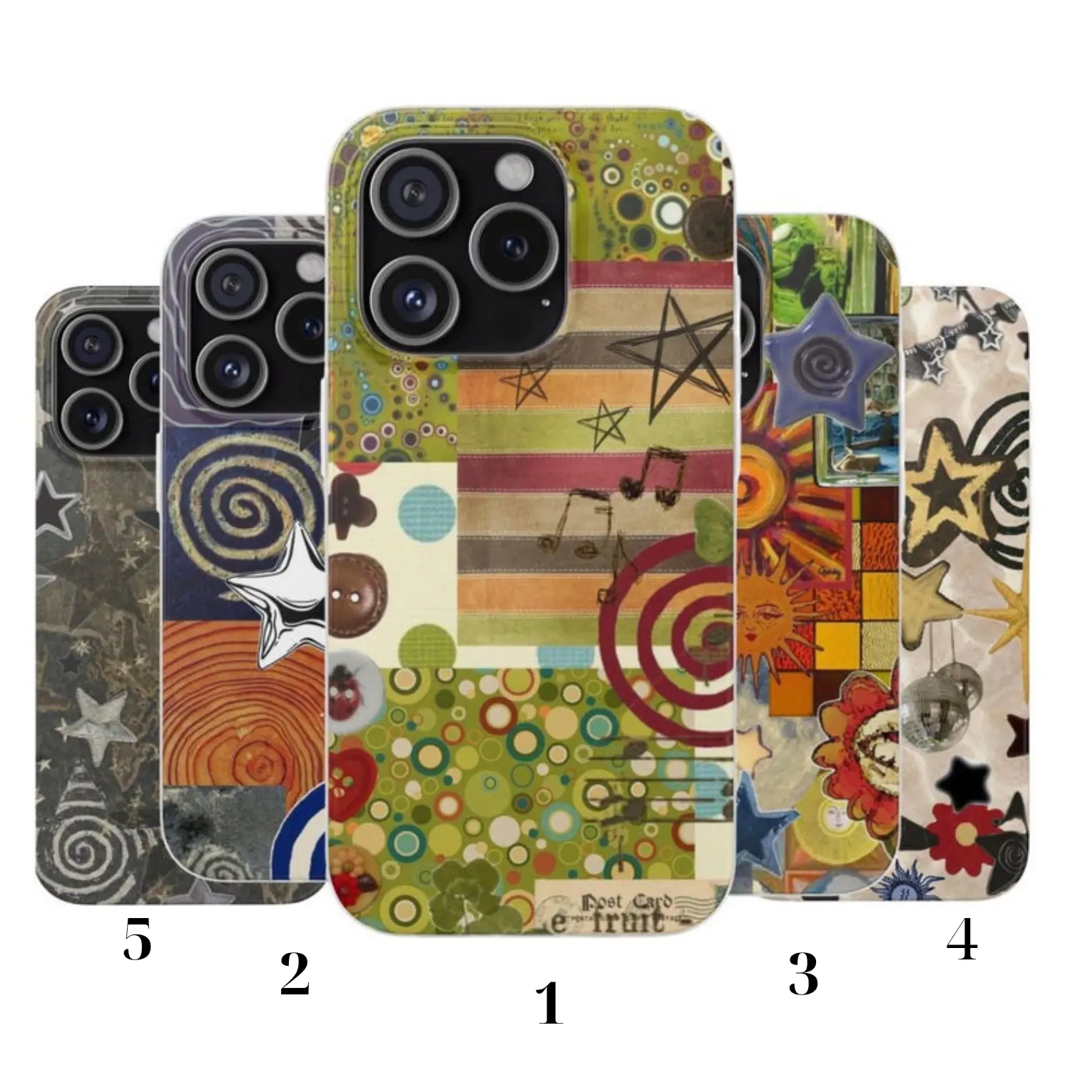 Whimsical Retro Collage Phone Case – Funky Aesthetic Star Design, Abstract Artistic Cover suitable for Samsung Galaxy 23 24 25 5G iPhone 17 ProMax Air 16 plus cases  15 pro max 14, 13, 12 with screen protector| Beautiful phone case| Shockproof
