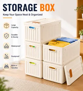 【Clearance】Raybee Stackable Plastic Storage Bins with Lids Clothes Containers,Durable Collapsible Closet, Garage, Totes, Tubs Boxes Organizer