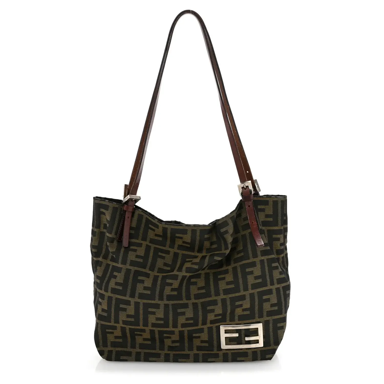 Pre-owned FENDI Leather Shoulder Bags Zucca Tote
