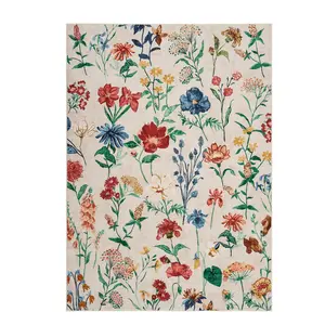 Washable Foldable Printed Rug XL, Colorful Floral Meadow, Large Area Coverage