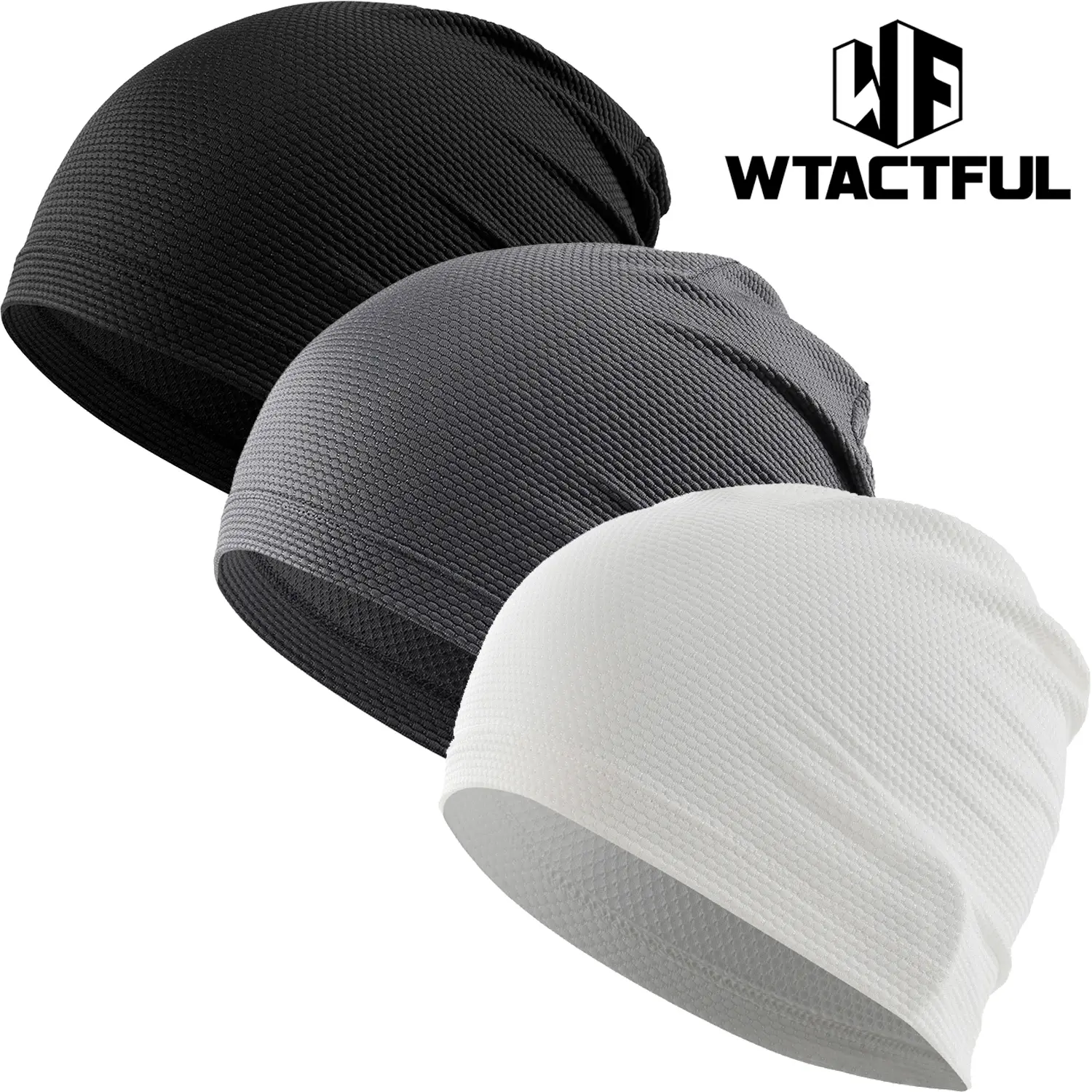WTACTFUL 3-Pack Multifunctional Adults' Skull Caps - 23cm/9-inch Deep, Breathable 3D Ventilation Mesh, Lightweight High Quality Hat for Running, Cycling, Voluminous Hair Fit, Casual Athletic Headwear, Beanies