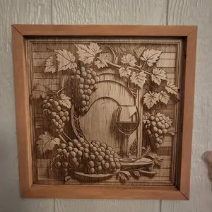 Wine and Grapes Laser Art 12x12 Canvas
