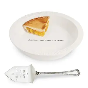 AS-IS - Circa Pie Plate With Silver Plated Server - Ceramic - 9.5" - FINAL SALE