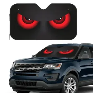 1pc 51.2x27.6in Foldable Red Eye Car Sunshade, Car Window Shades, Windshield Sun Shade for Front Window Cover, Keeps Car Cool and Blocks Sunlight, Summer Car Window Sun Visor Sunshade Windshield Protector for Small Vehicles