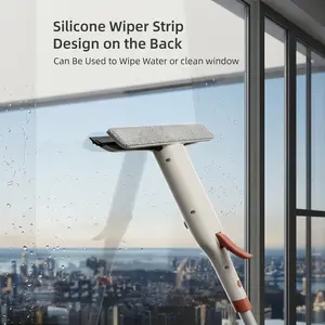 3-in-1 Glass Cleaning Kit Durable Metal Pole Scraper Included Ideal for High Windows Shower Doors Car Windshields Essential Home Cleaning Tool