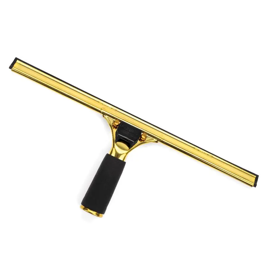 Ettore Quick Release Brass Squeegee Complete with Rubber Grip Handle and Quick Change Channels for Professional Window Cleaning