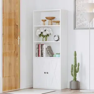 IRONCK Industrial Bookshelves and Bookcases with Doors 11.8 in Depth Floor Standing 5 Shelf Display Storage Shelves Bookcase Home Decor Furniture for Home, Office, Living Room, Bedroom