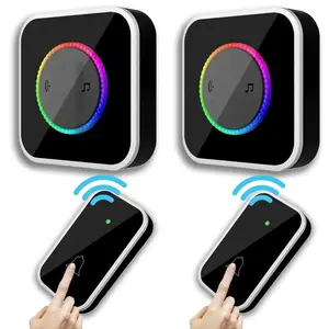 Wireless Doorbell, Easy installation, Waterproof, Adjustable Volume, 45 Chimes, Colorful LED, 1000Ft Range, Black