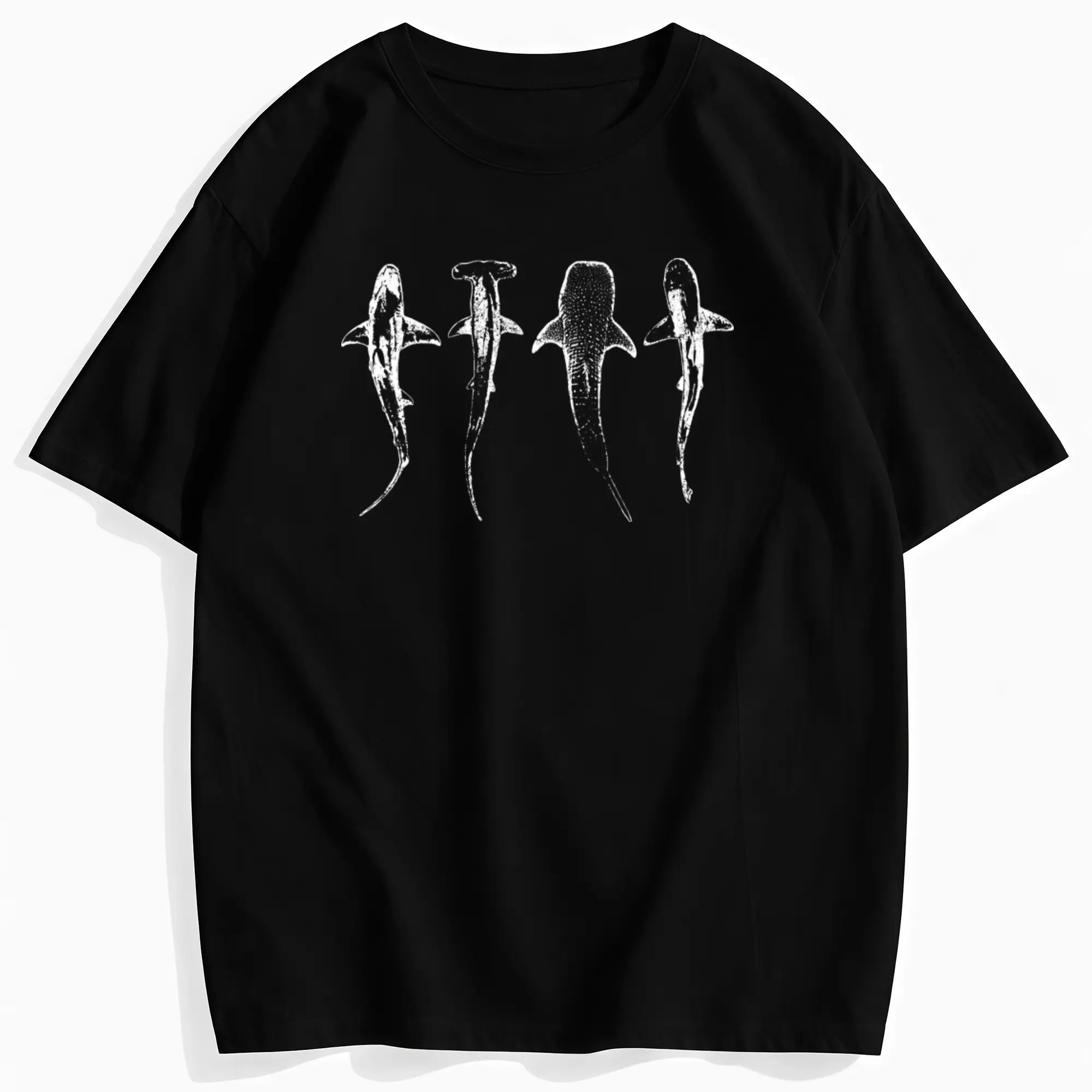 Shark Shirt, Vintage Shark Silhouette Graphic Tee, Ocean Marine Life T-Shirt, Gift for Shark Lovers & Scuba Divers