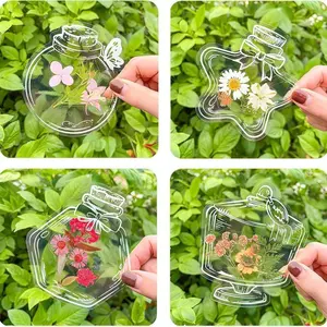 20pcs Random Pattern Transparent Dried Flower Bookmarks, DIY Bookmark Stickers, Personalized Glass Vessel Decals, Natural Floral Craft