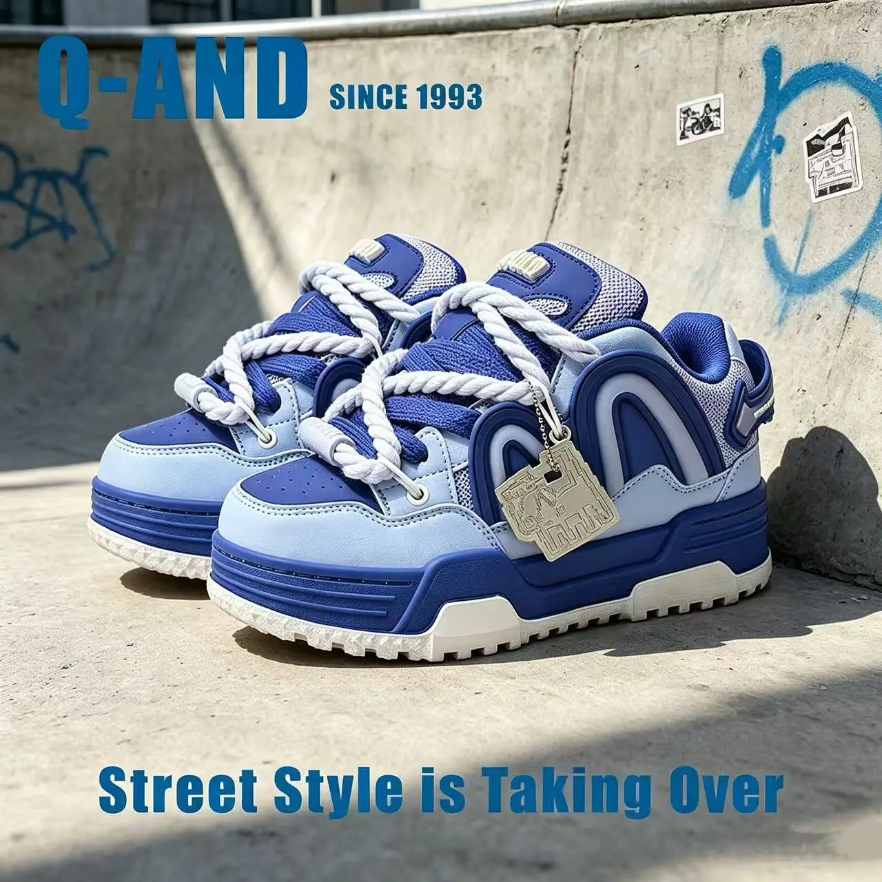 Q-AND 2026 Dreamy Blue Sporty Shoes & Fashion Chunky Cute Sneakers - Latest Release! Casual Footwear