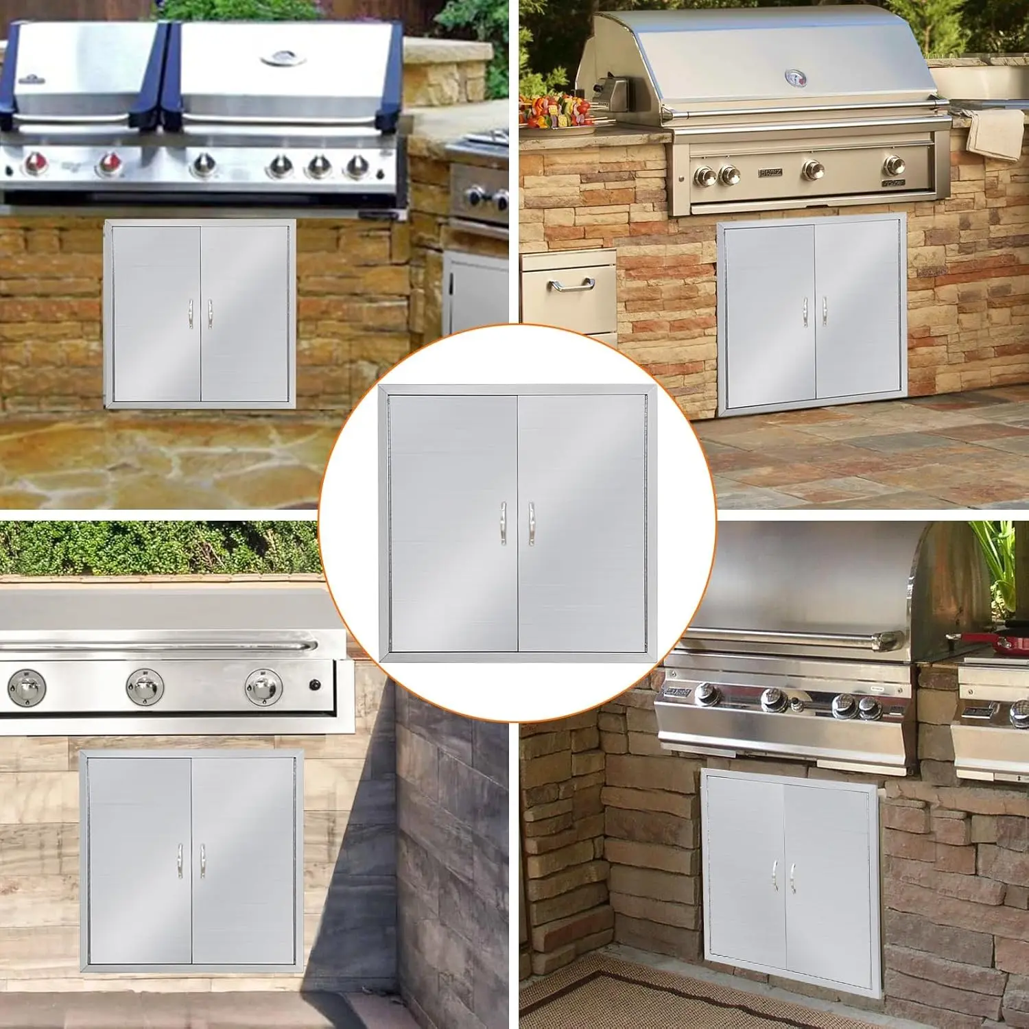 Gaomon 17x24 in Stainless Steel Flush Mount Outdoor Kitchen Access Door - Waterproof, Corrosion Resistant, Durable, Secure Magnetic Closure, Seamless Safe Design, Modern Streamlined Appearance, Tool-Free Easy Installation for Outdoor Cooking Spaces