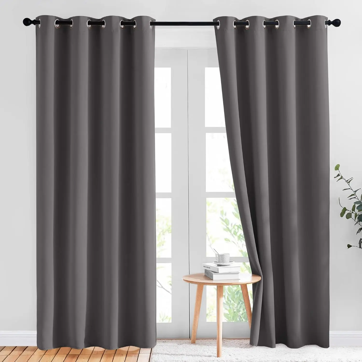NICETOWN Gray Blackout Curtains - 2 Privacy Grommet Panels (W52xL84in), Thermal Home Decoration Window Treatments for Bedroom, Light Blocking Blackout Shade Drapes, Home Decoration Curtain, Privacy Grommet Curtains