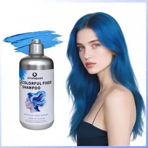 Blue Fixing Shampoo Dyeing -fathersdaygifts， Fixing 2 in 1, Herbal Ingredients, Contains Ginseng Extract, Floral Scent, Continuous Coloring, Instant Color Replacement and Fixing, Blue Gray Hair Dye Shampoo Haircare Pink
