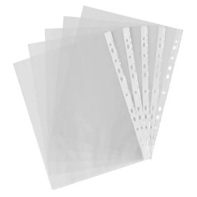 100pcs Transparent 210*297mm A4 PP Punched Pockets - 0.03mm Thick Filing Sleeves for Home Office Document Organization