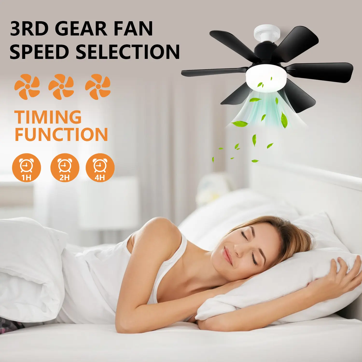 16.5-in Ceiling Fan Light Fixture, Remote Control Included, 3-Color Dimming Modes, Suitable for Bedroom, Kitchen