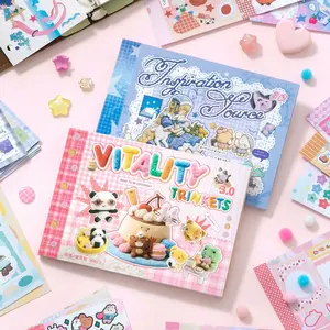 30 Sheets A6 Dual Sticker Book (Single/Bundle) - Tears into 60 M5 Pages Dreamy Coquette & Kawaii Plush Decals for Junk Journal