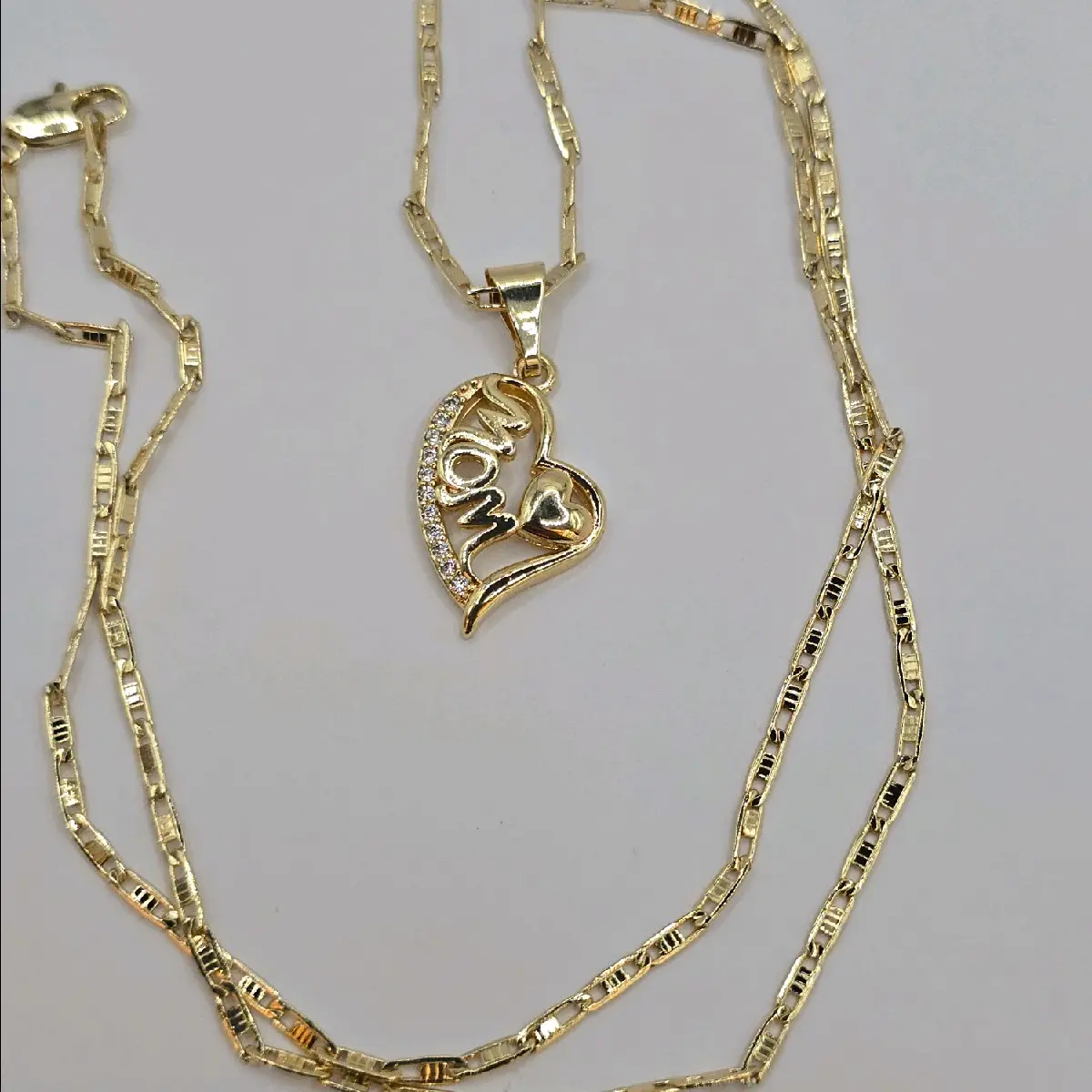 MOTHER'S DAY heart clear stones chain gold-plated cute gift