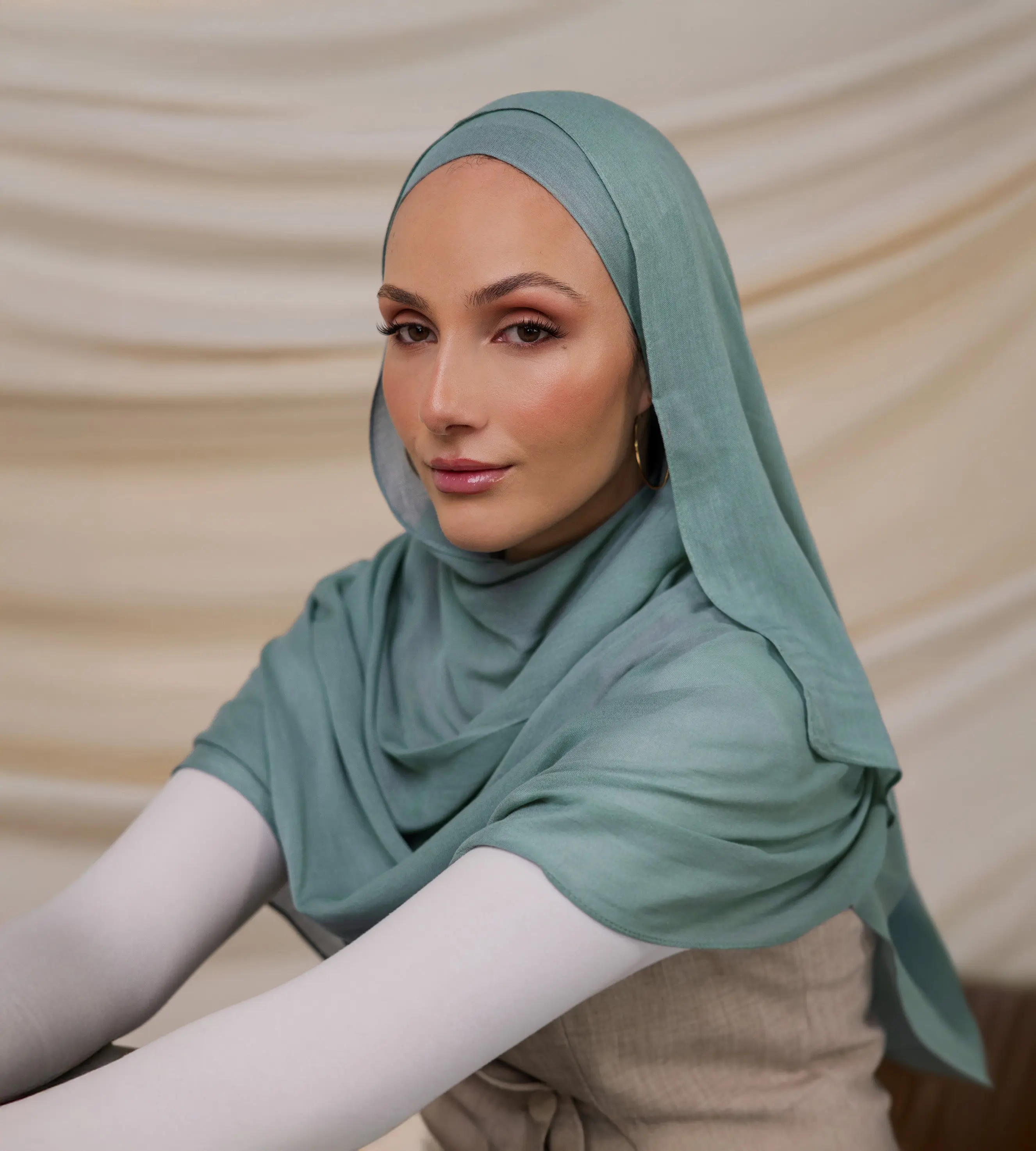 VELA Water Lily Solid Modal Square Hijab, High Coverage Islamic Fashion Square Hijab for Modest Wear, High Coverage Square Hijabs, Islamic Fashion Square Hijabs