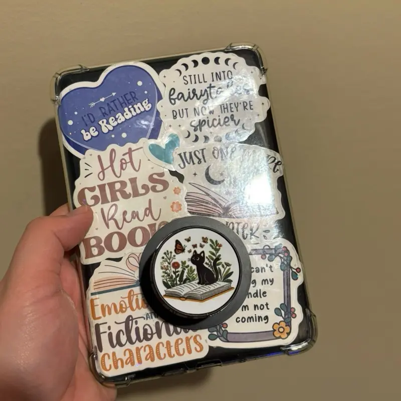 Cat Book Kindle Pop Socket - Kindle Accessory with Popsocket, Kindle Stand & Phone Grip - Ideal for Reading and Cellphone Use - Smartphone