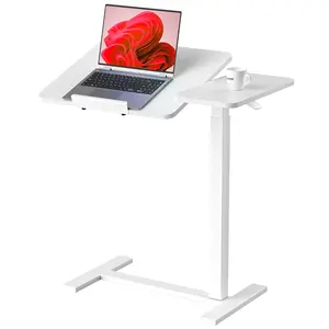Overbed Bedside Table with Wheels, Mobile Standing Stand Up Rolling Laptop PC, Adjustable Height Tray, Side Computer Workstation for Home Use