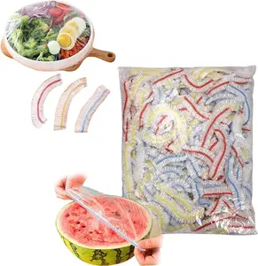 100pcs/bag Disposable Food Cover Plastic Elastic Wrap Lids Food Covers Home Kitchen Refrigerator Fresh-keeping Storage Bags