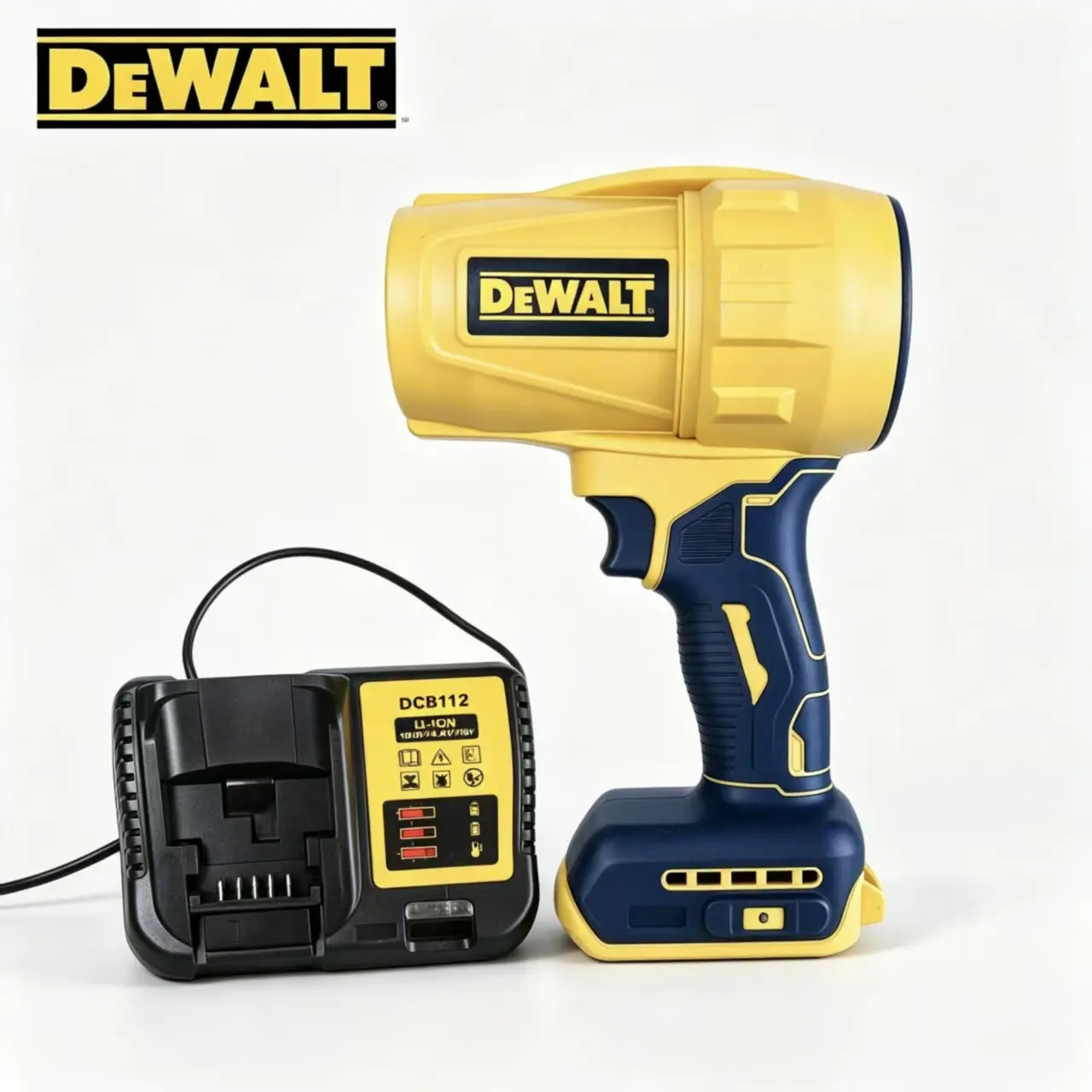 DEWALT 20V MAX Battery-Powered Blower Set (DCS112) - 21V Dual Battery Packs, Charging Dock, Guide Book, Compact Air Mover for Lawn Cleanup, Workshop Floor