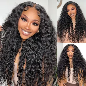 Sunber Water Wave 7x5 Bye Bye Knots Glueless Human Hair Wigs Pre Cut Lace Wigs Flexible Cap Size Drawstring Wig Sunber Water Wave 7x5 Bye Bye Knots Glueless Human Hair Wigs Pre Cut Lace Wigs Flexible Cap Size Drawstring Wig